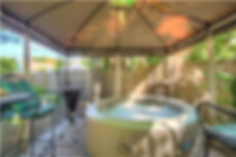 Screened in hot tub cabana